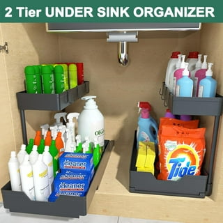REALINN Under Sink Organizer and Storage, 2 Pack Pull Out Cabinet Organizer  Slide Out Sink Shelf Cabinet Storage Shelves, Under Sink Storage for
