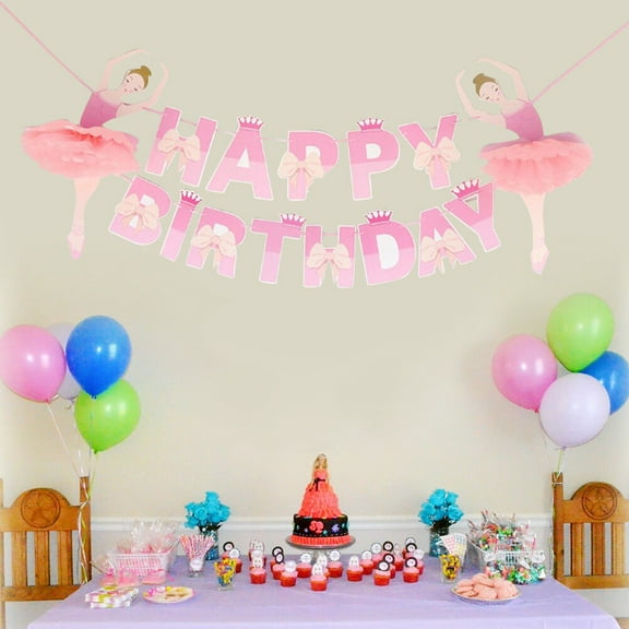 OUNONA Pink Ballerina Birthday Banner Made of Paper for Decor Perfect for Creating Unique Memories