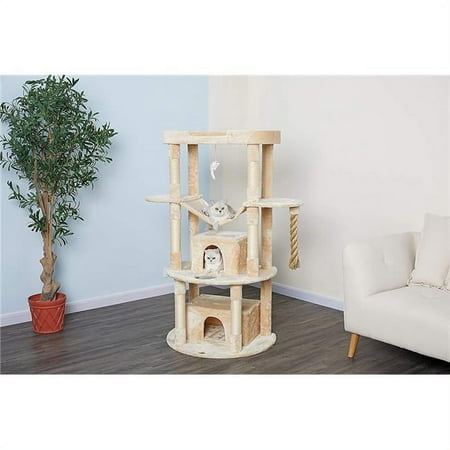 UPC: 0810602022528 | Go Pet Club 60 in. 3 in. dia. Jungle Rope Cat Tree Scratcher House with Sisal Covered Posts  Beige