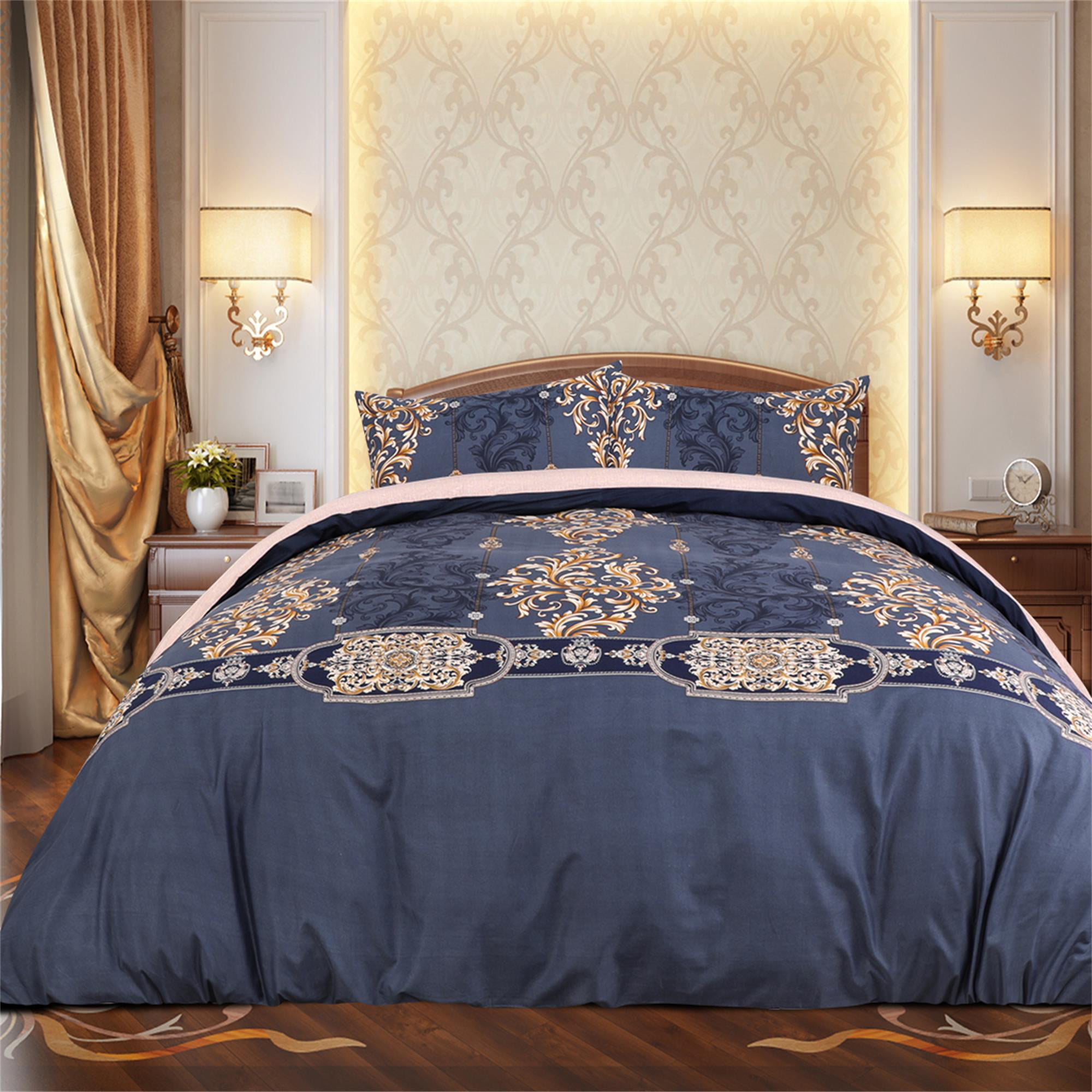 Details about   Blue Egyptian Cotton Bedding Set Queen King Bed Set Duvet Cover Bed Sheet Set 