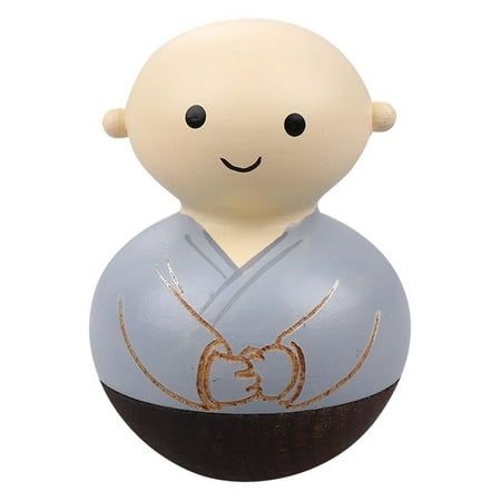

FRCOLOR 1pc Wooden Crafts Tumbler Monk Table Decoration Creative Handmade Toy Handcraft Accessories for Home Gift (Grey Eye Open)