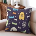 thumbnail image 3 of Halloween Throw Pillow Covers Happy Halloween Ghost Boo Spooky Pillow Cases Throw Cushion Cover Cushion Cases for Home Office Halloween Decor,16x16 Inch (2Pcs), 3 of 6