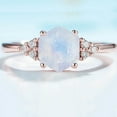 thumbnail image 2 of Hexagon-Cut Natural Rainbow Moonstone & Lab-Created Moissanite Engagement Ring in 925 Sterling Silver – Elegant Jewelry for Her, 2 of 5