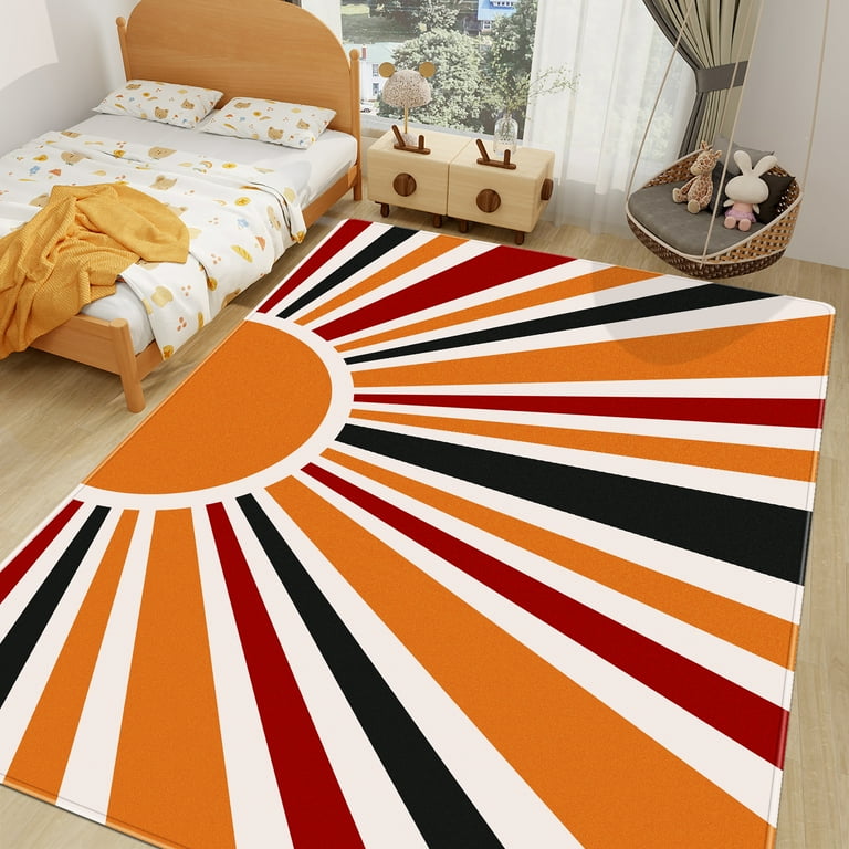 Large Area Rug for Living Room 8x10 Black Washable Rugs Non-Slip