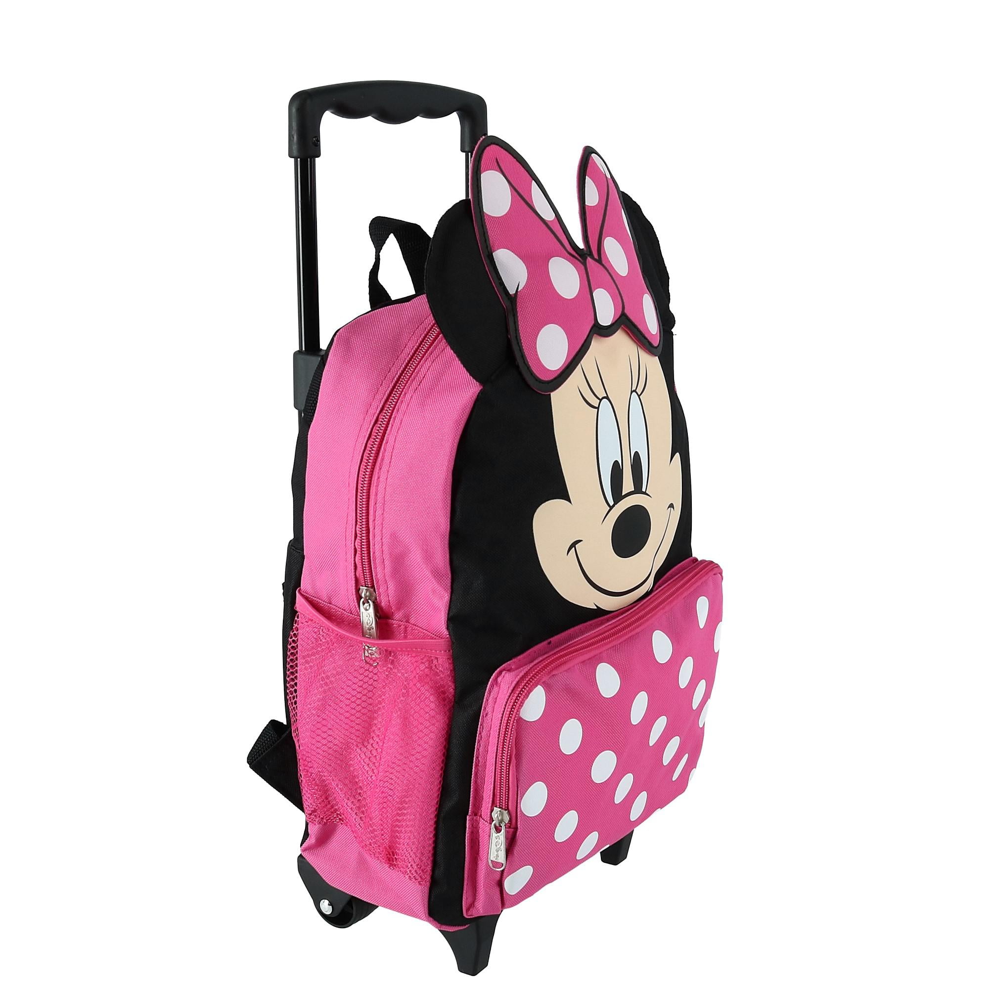 Disney Kids 14 Inch Big Face Minnie Mouse Rolling Backpack Walmart