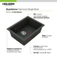 thumbnail image 3 of Houzer Quartztone 24 in Midnite Granite Composite Undermount Single Bowl Kitchen Sink - G-300U MIDNITE, 3 of 6