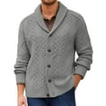 thumbnail image 2 of dGslk Men’s Shawl Collar Cable Knit Cardigan Sweater Button Down Chunky Knitwear Classic Fit Warm Long Sleeve Outerwear for Fall Winter Spring Gray 3XL, 2 of 2