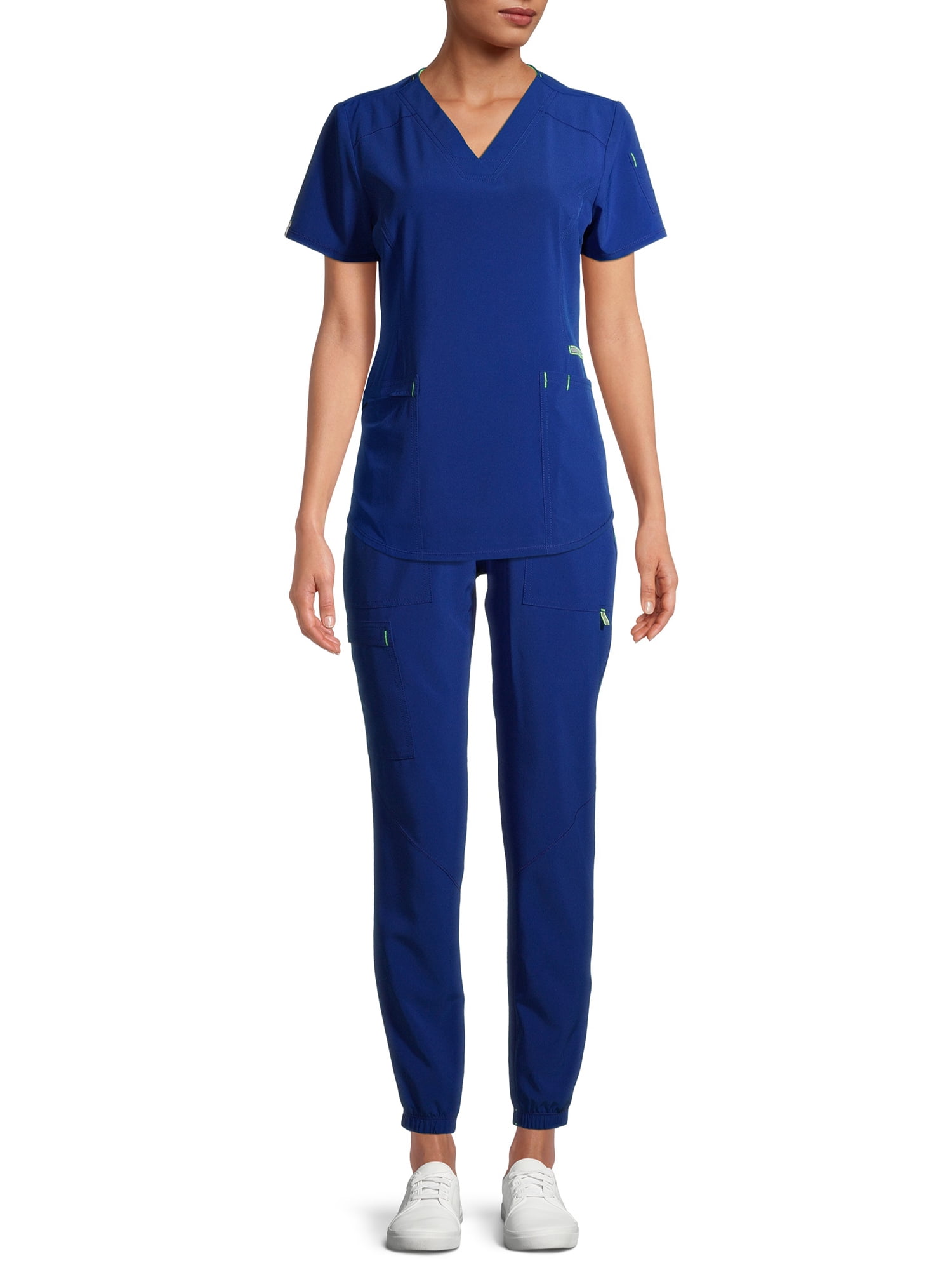 Scrubstar Women's Seasonal Solid Contrast V-Neck Scrub Top