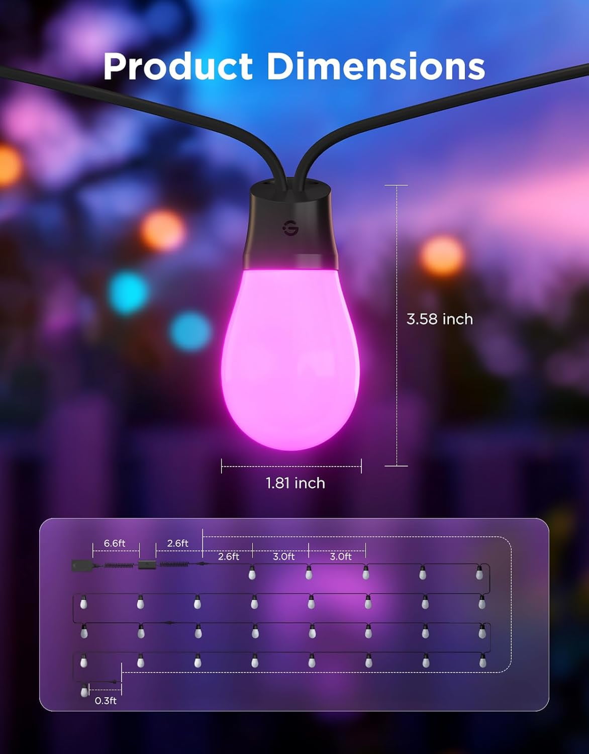 Govee 96ft Smart Outdoor S14 Bulb String Lights 2