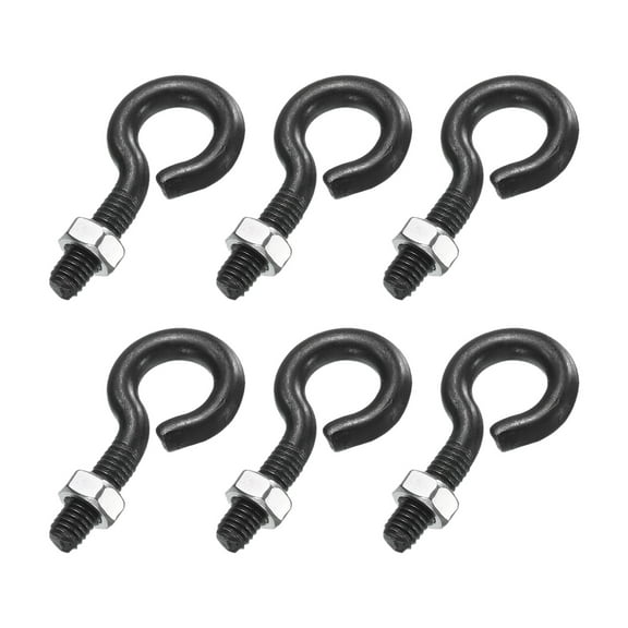 Uxcell 6 Pack Eye Bolts, M5 x 20mm 304 Stainless Steel Threaded EyeBolt Black Eye Hooks with Nut for Hanging or Securing Cables
