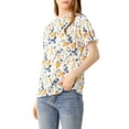 thumbnail image 5 of MODA NOVA Juniors Floral Ruffled Short Sleeve Ruffle Neck Casual Blouses, 5 of 7