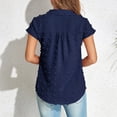 thumbnail image 7 of Wycnly Womens Blouses and Tops Dressy Beach Holiday Casual Solid Lapel Loose Fit Lightweight Chiffon Jacquard Tshirts Summer Plain V-Neck Short Sleeve Cute Tees Tops Navy XL, 7 of 7