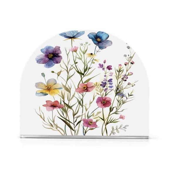 Ryvnso Watercolor Art Wildflower Acrylic Napkin Holder Table Kitchen Paper Tissue Organization