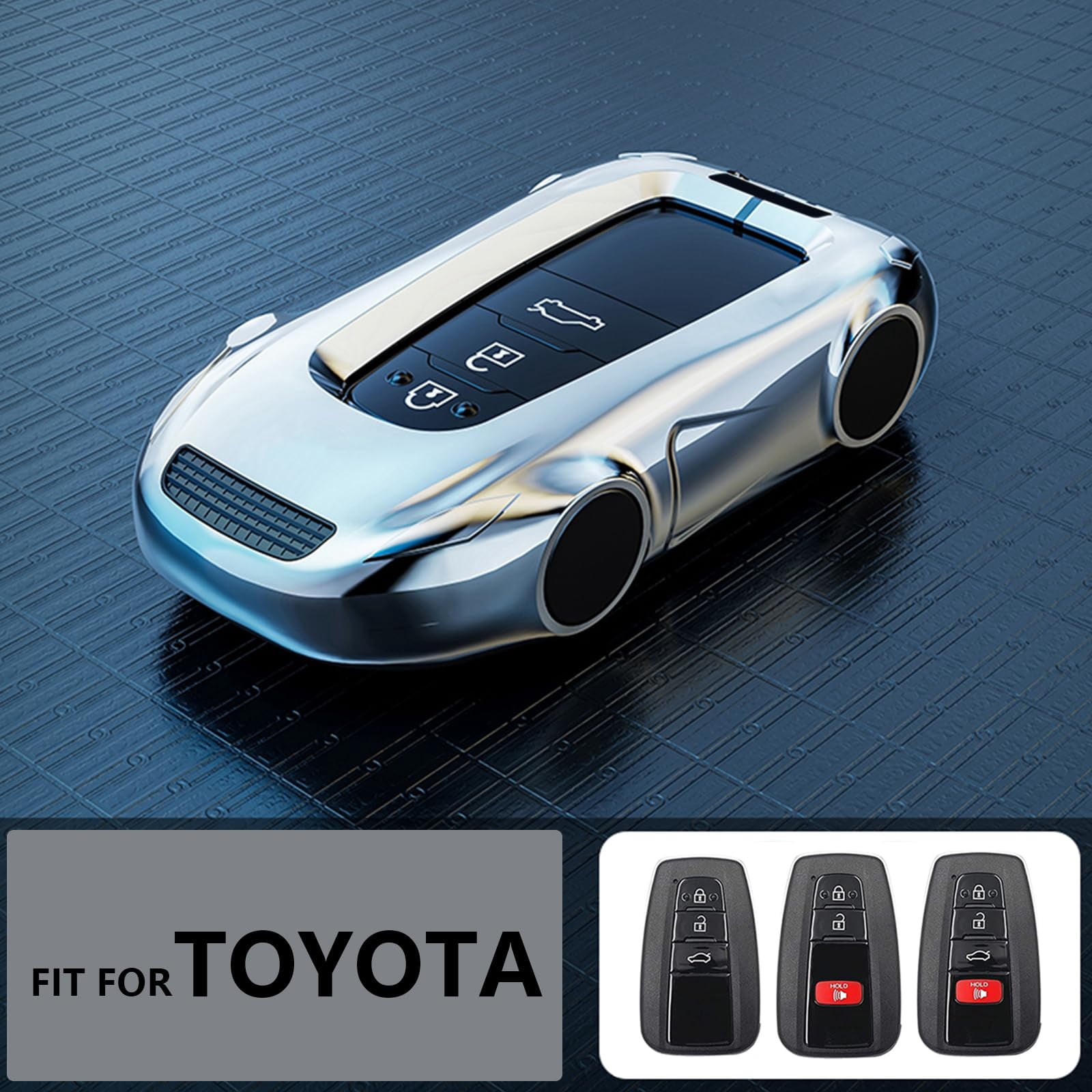 Key Cover Case, Zinc Alloy Metal Smart Key Fob Case Protector Shell Compatible with Toyota Highlander Corolla Hatchback RAV4 XLE Prius Camry Hybrid XSE Avalon