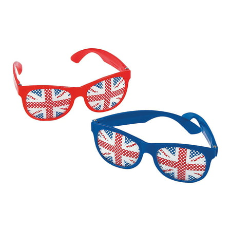 Fun Express - British Party Pinhole Glasses for Party - Apparel Accessories - Eyewear - Novelty Glasses - Party - 12 Pieces