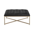 thumbnail image 3 of Maklaine 39.5" Square Transitional Leather Ottoman in Vintage Black Night, 3 of 4