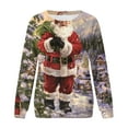 thumbnail image 3 of Chandail en Molleton de Noël pour Femmes Col Rond Pull Chaud Manches Longues Cardigan de Vacances Imprimé Mode Pull Mi-Long, 3 of 4