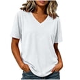 thumbnail image 3 of VBVC Women's V Neck Short Sleeve T-Shirt , Ladies' Loose Fit Breathable Casual Tee , Lightweight Basic Summer Tops For Women,White,S-2XL, 3 of 7
