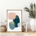 thumbnail image 2 of PixonSign Framed Canvas Print Wall Art Pink, Teal and Green Brushstrokes Geometric Shapes Digital Art Modern Art Minimalist Relax/Calm Cool for Living Room, Bedroom, Office - 24"x36" Natural, 2 of 5