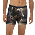 thumbnail image 2 of Men's Long Leg Boxer Briefs Comfortable Breathable Underwear, Cat Playing Guitar Rock Music, 2 of 6