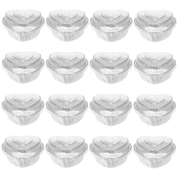 EeaseMX 20 cajas de embalaje para comida para llevar, individuales, de aluminio con forma de corazón, para barbacoa con tapa.