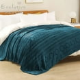 thumbnail image 2 of Exclusivo Mezcla Twin Size Soft Bed Blanket, Warm Fuzzy Luxury Bed Blankets, Decorative Geometry Pattern Plush Throw Blanket for Bed, 90"x66", Teal, 2 of 7