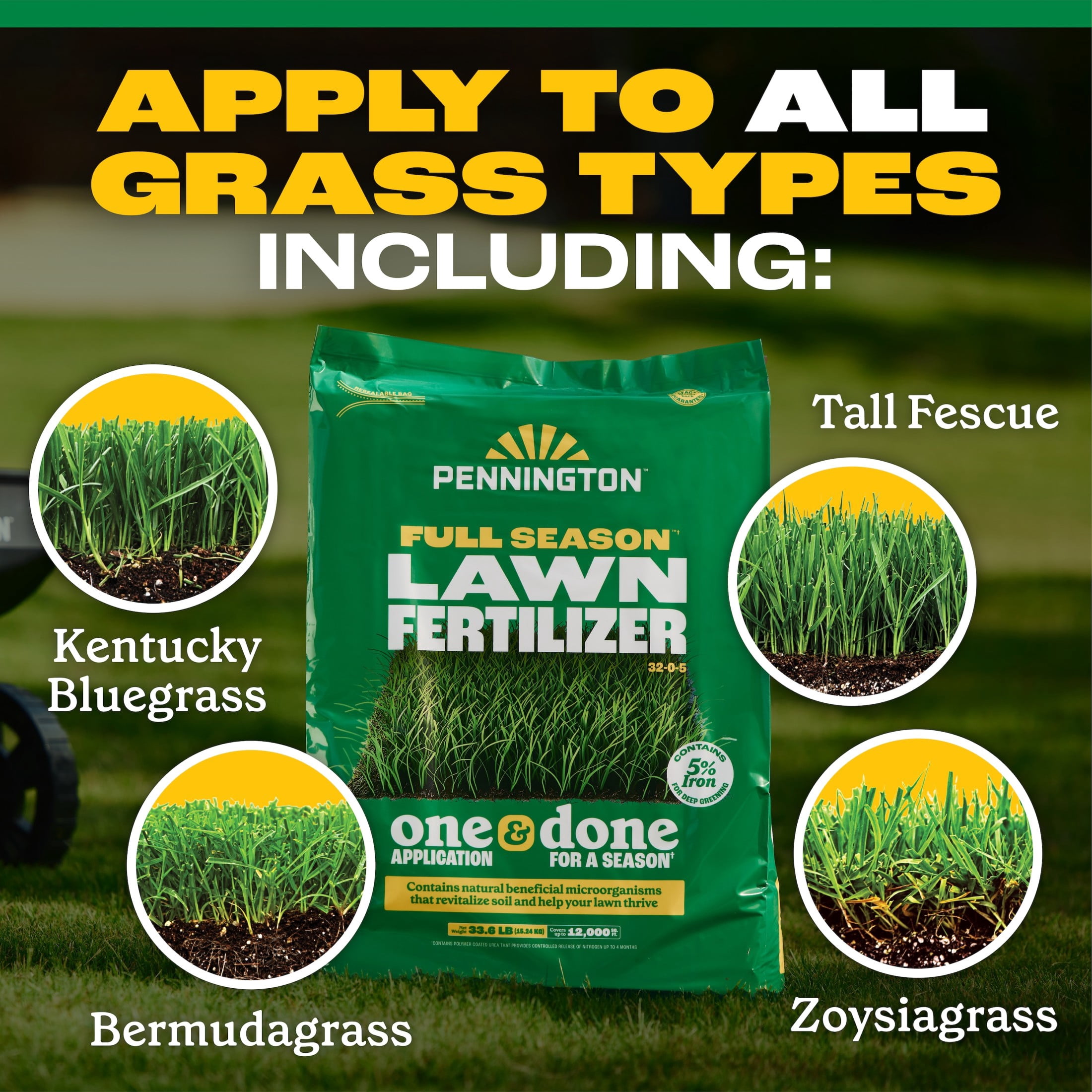 Pennington Full Season Weed & Feed 14.4 lb and Lawn Fertilizer 11.2 lb Bundle