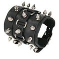 thumbnail image 6 of Tebru Punk Bracelet Goth Black Leather Wristband Metal Studded Spike Rivets Cuff Bangle For Men And Women Punk Style Decoration, 6 of 8