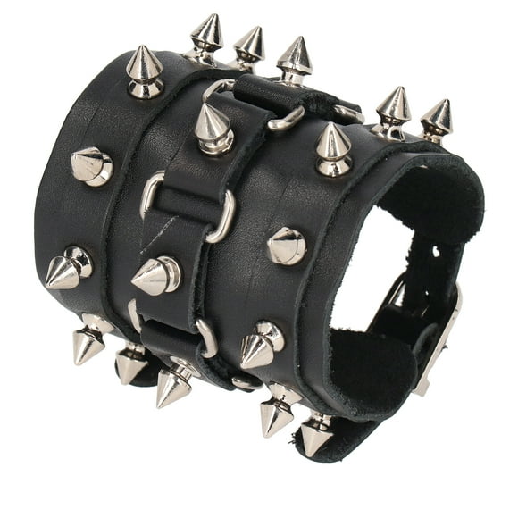 Punk Faux Leather Wristband Metal Rivet Bracelet Adjustable Punk Wristband Faux Leather Spikes Bangle Studded Unisex Metal Rivet Bracelet