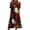 Red, variant on Women's Halloween Print Round Neck Casual Dress with Pockets Short Sleeve Loose Fit Midi Dress Plus Size for Daily Wear Autumn Outfit Black L