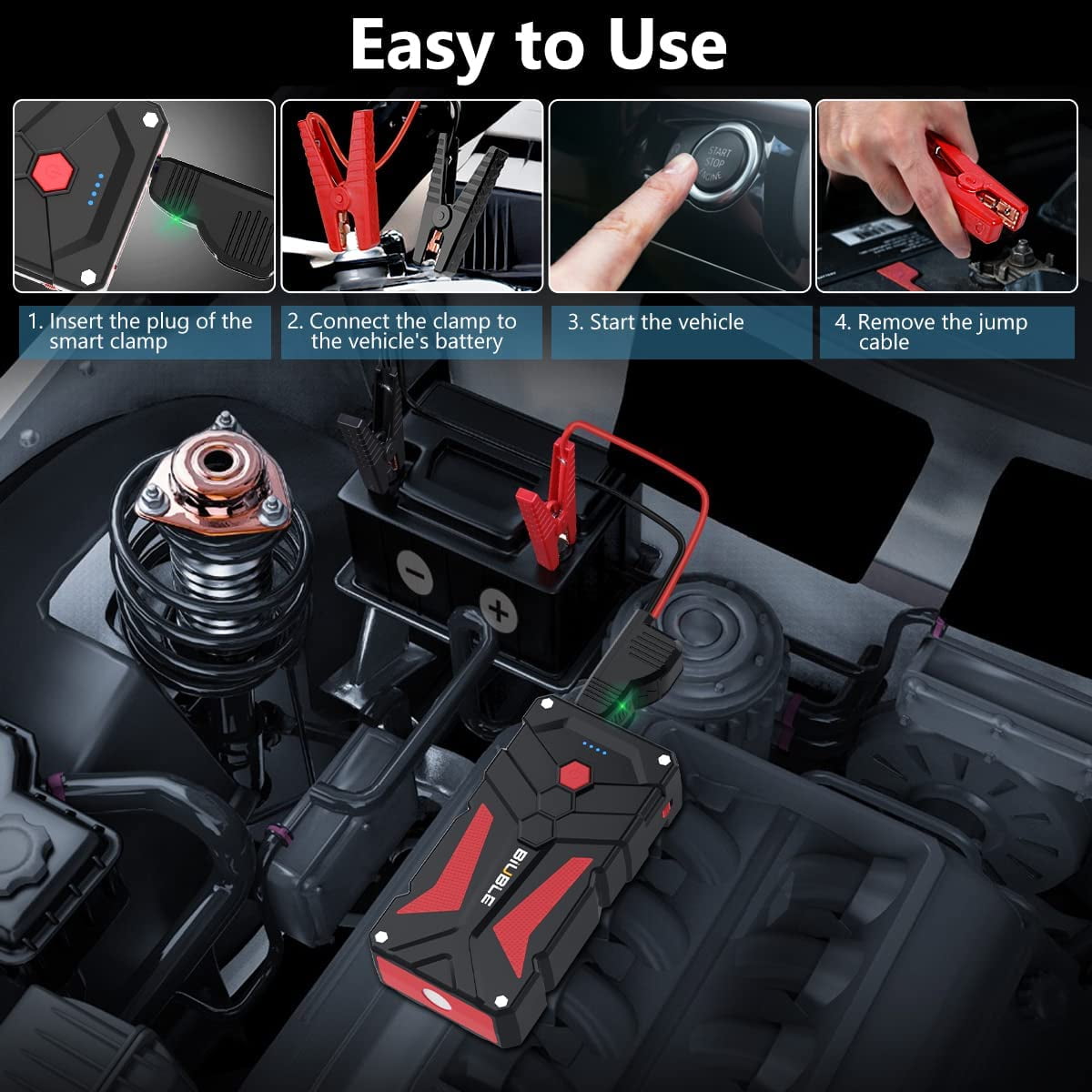Biuble Car Jump Starter 3000A Peak 26800mAh 12V Battery