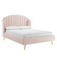 thumbnail image 2 of Modway Lana Queen Performance Velvet Wingback Platform Bed, Pink, 2 of 10