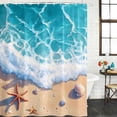 thumbnail image 3 of Ocean Beach Waterproof Fabric Shower Curtain,Coastal Nautical Starfish Shells Sea Waves Waterproof Fabric Shower Curtain for Bathroom Curtains Bathtubs Shower Curtains with 12 Hooks Extra Long 72x84, 3 of 8