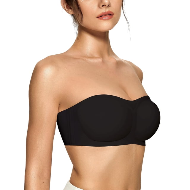 Sujetador tipo bandeau OEAK para mujer, acolchado, sin tirantes, negro