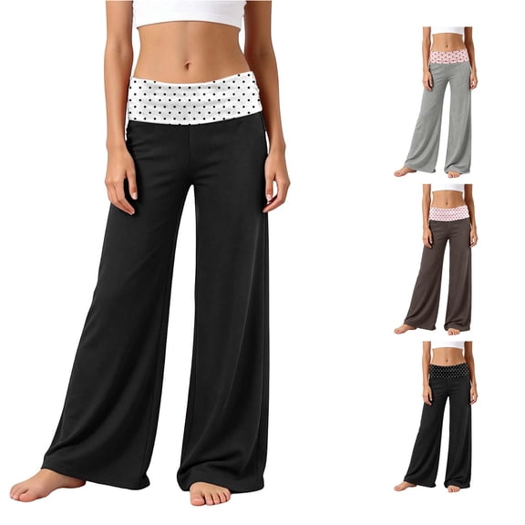 WhouRiu Girls Casual Pants Polka Dot Graphic Baggy Wide Leg Pants Kids Fashion Everyday Trousers