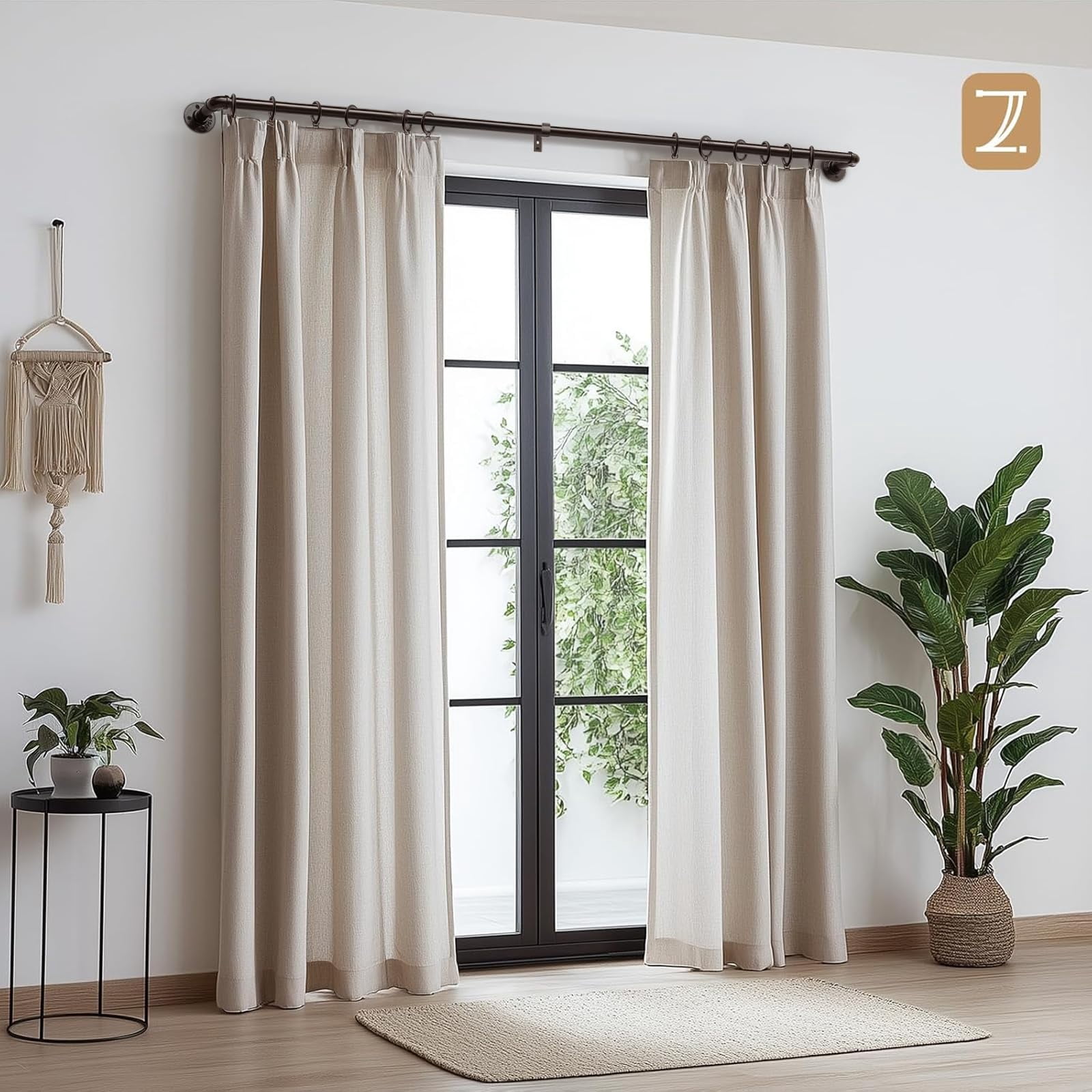 Curtain Rods For Windows 32 To 48  1 Inch Industrial Wrap Around Antique Bronze Rod Indoor/outdoor Room Divider Adjustable Drapery Pole 32"-48"