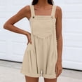 thumbnail image 2 of Women's Solid Color Sleeveless Jumpsuit Romper Mid Rise Relaxed Fit with Functional Pockets Perfect for Casual Outings Summer Vacations or Daily Wear Versatile JASKFLY Beige 2XL, 2 of 8