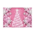 thumbnail image 4 of Beautynvta Christmas Placemat Set of 4, Pink Snowflake Printed Table Mat, Winter Linen Christmas Table Mats for Party Kitchen Dining Decoration, 12x18 Inch, 4 of 8