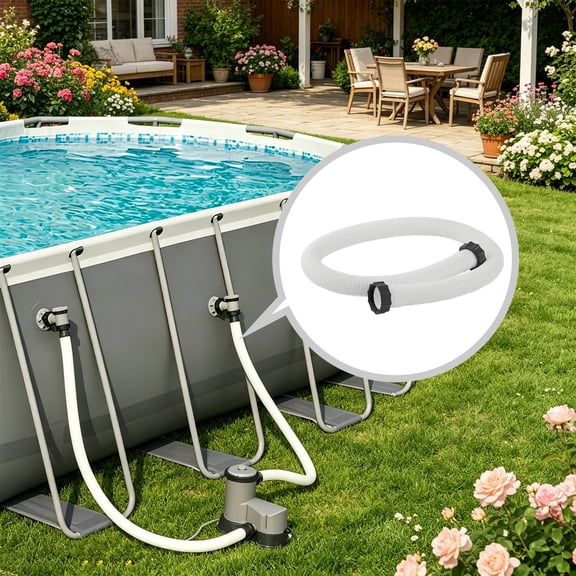SeekLGT Swimming Pool Replacement Hose, White Flexible Water Pump Filter Hose for Above Ground Pools Filtration Equipment, Garden Lawn Irrigation Systems, 4.92 Ft
