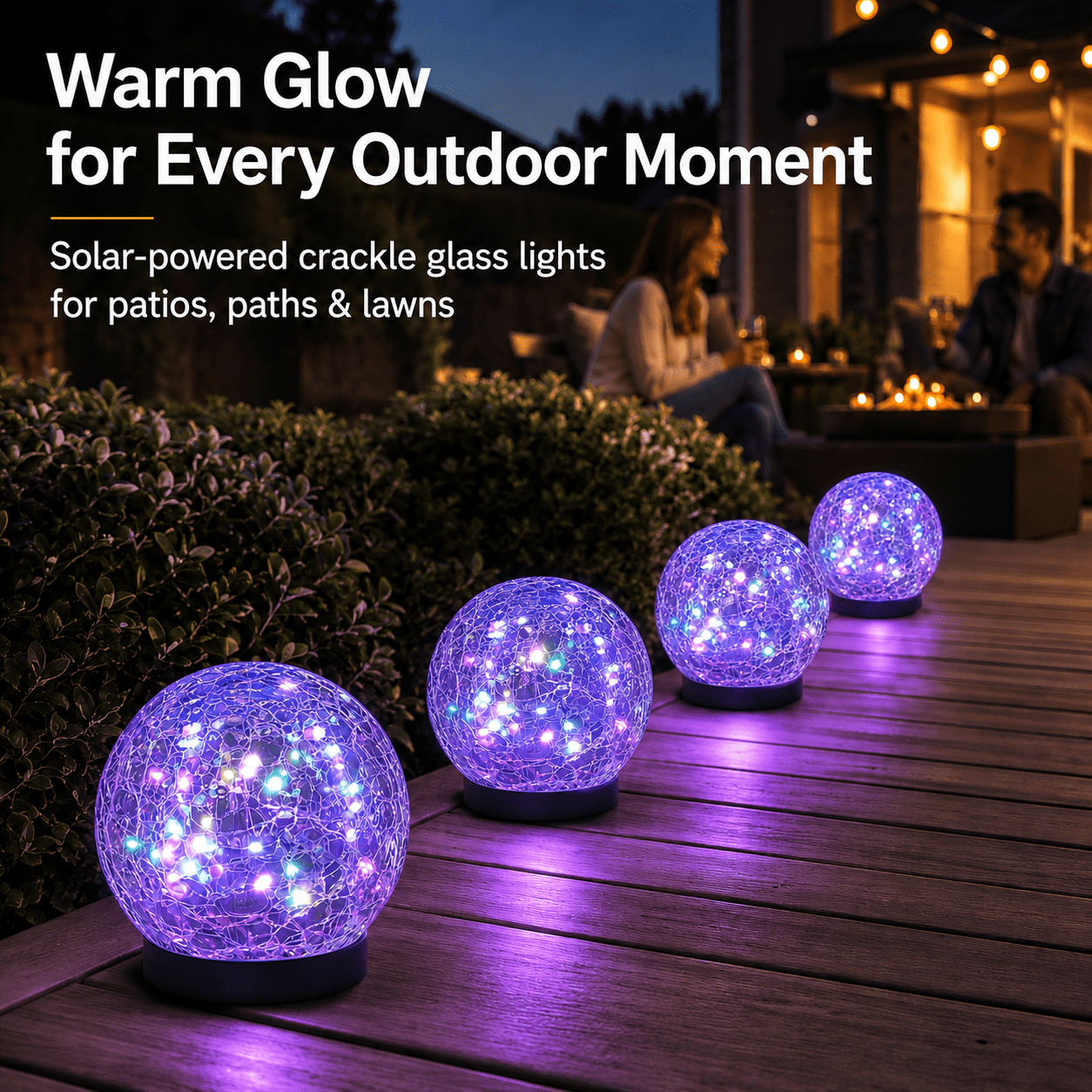 MEHOOM 4 Pack 5'' Solar Globe Lights Outdoor Waterproof, 30LED Solar Cracked Garden Lights Outdoor for Patio, Yard, Lawn, and Landscape Decorations