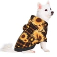 thumbnail image 2 of Honeii Brown Plaid Sunflower Print Small Dog Hoodies Pet Hooded Sweatshirts Fall Winter Puppy Cat Sweaters Warm Clothes for Small Dogs Outfits Costume-Medium, 2 of 7