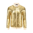 thumbnail image 5 of Chaquetas Varsity de lentejuelas INSPIRE CHIC para hombres, chaqueta bomber de béisbol brillante y reluciente con cremallera para festivales y discotecas, 2XL dorada, 5 of 5