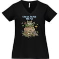thumbnail image 3 of Inktastic Cats are Just Friends with Fur Cat in Flower Women's Plus Size V-Neck T-Shirt, 3 of 5