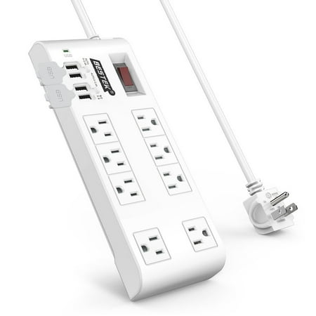 surge power protector outlet plug strip usb multi cord flat extension bestek ports charging strips listed etl foot joule qc3