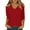 01# Red, variant on Qwertyu Womens Tops 3/4 Sleeve T-shirts for Women Casual V-Neck Three Quarter Length Sleeve Solid Fashion Loose Pullover White 3XL