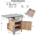thumbnail image 3 of Outdoor Grill Table with Storage Cabinet and Stainless Steel Top, Kitchen Island Outdoor Grill Prep Table with Movable Door Leaf, 1 Drawer, Towel Rack, Lockable Wheels, for Lawn Garden, Natural, 3 of 9