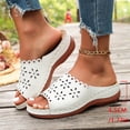 thumbnail image 5 of Women Wedge Sandals Platform Open Toe Strappy Wide Fit Shoes Womens Comfort Ladies Summer Non Slip Walking Shoes Casual Slippers White 7, 5 of 7