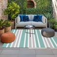 thumbnail image 2 of Aqua Grey Stripe Outdoor Rug for Patio/Deck/Porch, Non-Slip Large Area Rug 5 x 7 Ft, Farmhouse Minimalist Striped Indoor Outdoor Rugs Washable Area Rugs, Reversible Camping Rug Carpet Runner, 2 of 8
