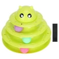 thumbnail image 1 of Torre de 3 niveles para gatos con 3 bolas rodantes, pista interactiva antideslizante para mascotas (verde), 1 of 14