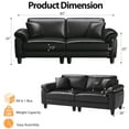 thumbnail image 4 of 83" Couch Premium PU Leather Sofa, Comfy Deep Seat 3 Seater Couch for Living Room, Oversized Loveseat with 2 Pillows, Black, 4 of 10